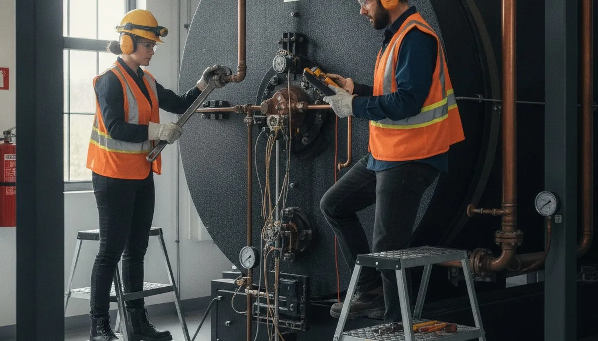 Warwick, RI plumber repairing a boiler for reliable home heating service