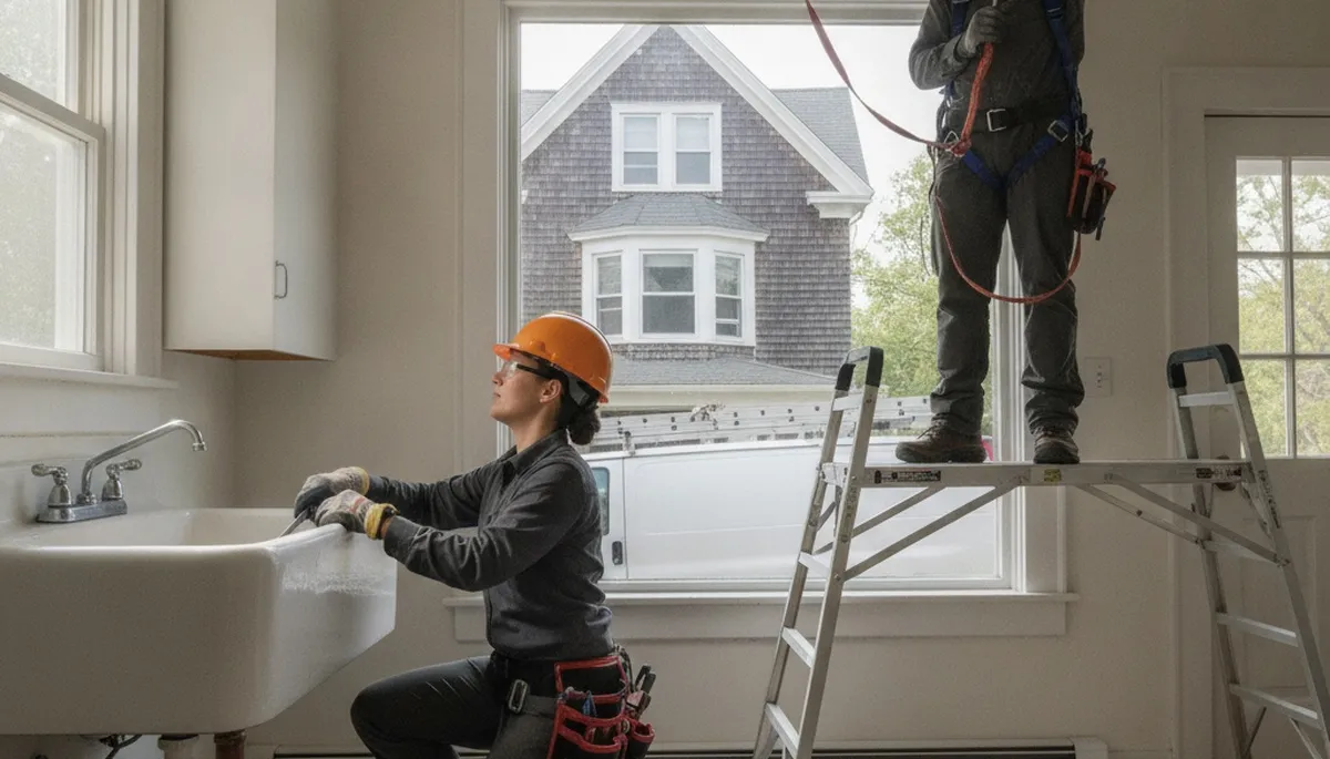 Professional plumber servicing a residential plumbing repair in Warwick, RI