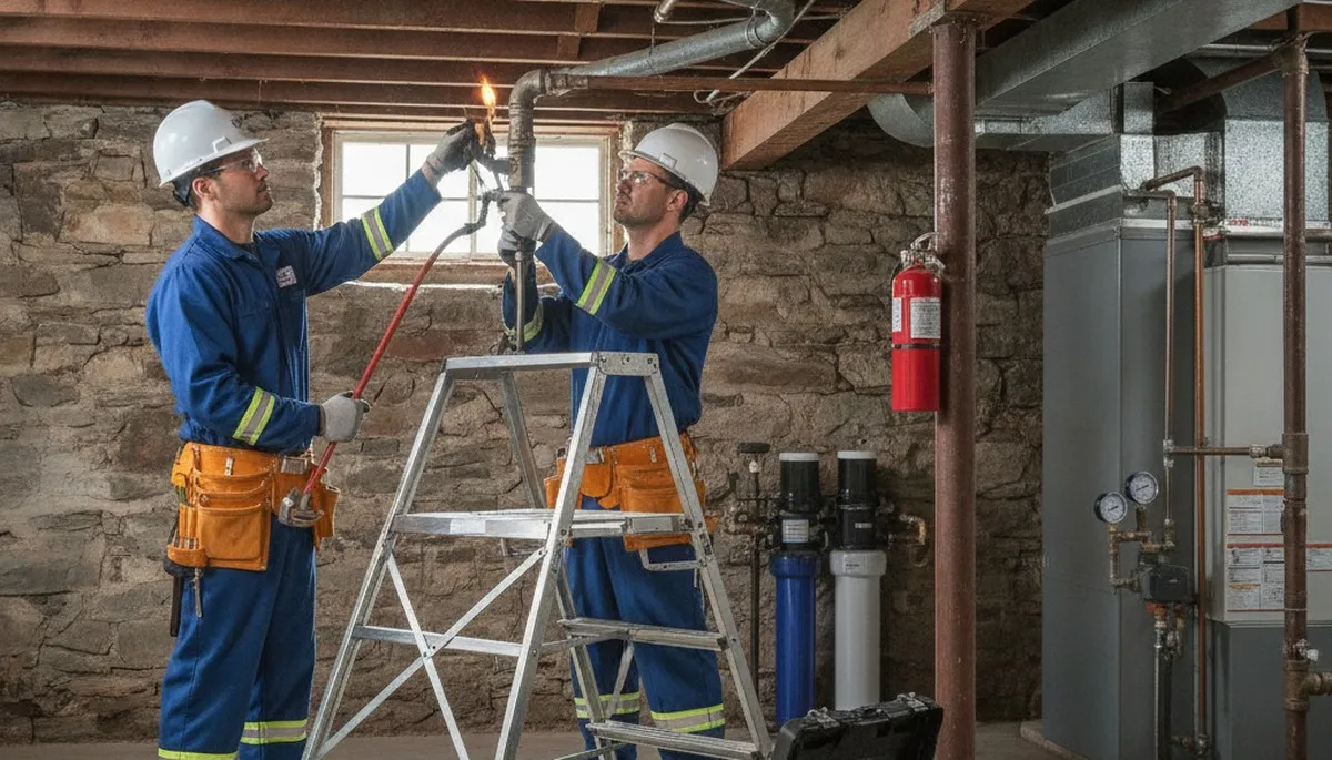 Plumber repairing pipes in Warwick, RI for residential plumbing service
