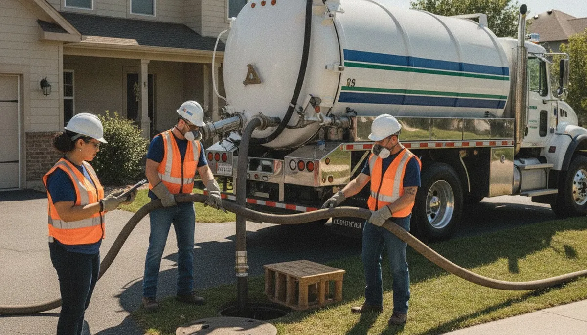 Septic pumping service truck for Warwick, RI homes by On Call Plumbers